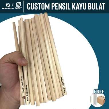 Grafir Laser Pensil Kayu Bulat Pernish Glossy Custom Nama