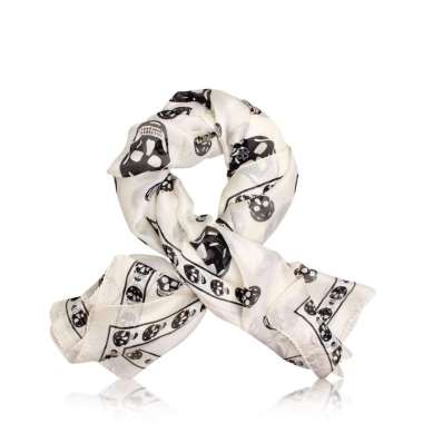 Alexander McQueen Ivory White Skulls Scarves