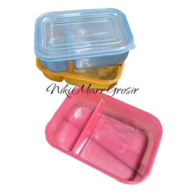Tepak Transparan Sekat 2 / Tempat Makan Box Plastik Sekat