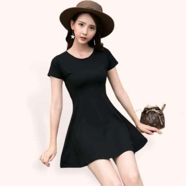 Mini Dress sexy lengan pendek Gaya Korea wanita model terbaru - Jfashion Nanda Hitam