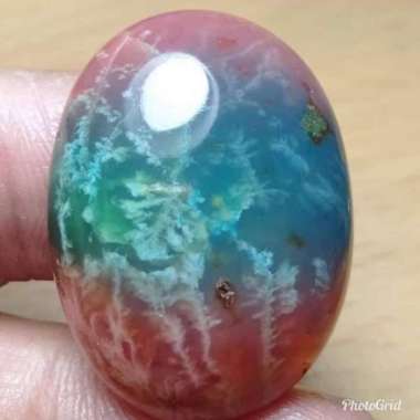 Akik Batu Natural Dendrit Rubah Pancawarna Gambar Antik