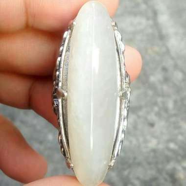 Cincin Akik Batu Pandan Kapas Putih Sisik 8