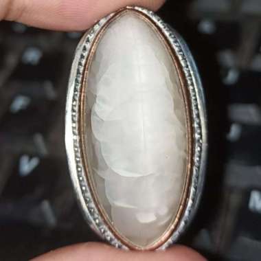 Cincin Akik Batu Pandan Semu Nanas Kapas Sutra Merah Lumut Oli Antik 3