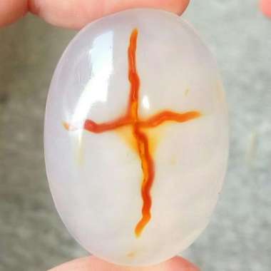 Natural Akik Batu Anggur Tapak Jalak Motif Salib Jumbo Antik