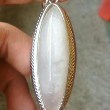 Liontin Akik Batu Pandan Kapas Warna Putih Sisik Super TOP