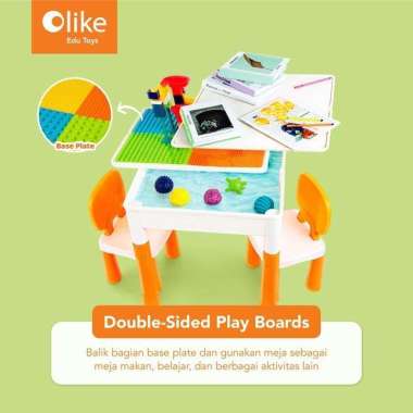 Olike Edu Toys Fun Bricks Table - Meja Bermain Belajar Makan Anak
