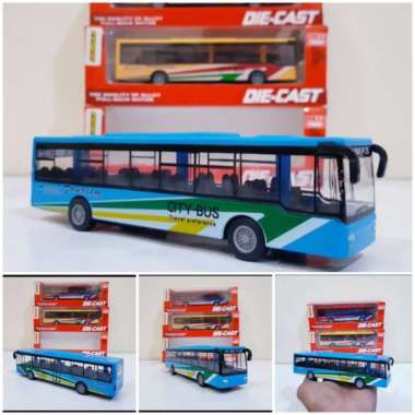 Diecast City Bus Alloy Pullback - Miniatur Anak Mobil Bus Mania Kota Multicolor