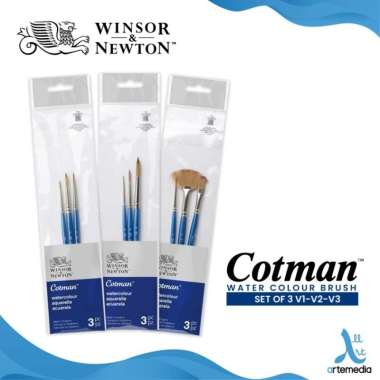 Kuas Lukis Winsor & Newton Cotman Brush Set 3 Synthetic Brush Multicolor