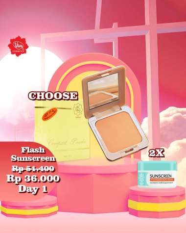 Paket 2 Viva Sunscreen Foundation, 1 Viva Queen Compact Queen SPF 15