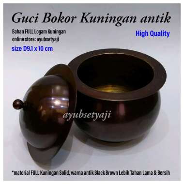 ayubsetyaji Bokor Kuningan antik 02 ( D9.1 x 10cm ) Tempat Dupa Ratus Wadah Air Suci Bali Guci no2 P
