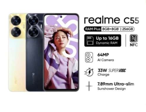 REALME C55 NFC RAM 8+8/256 GB GARANSI RESMI ORIGINAL BISA KREDIVO / PAYLATER BLACK