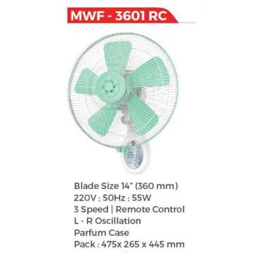 MASPION MWF 3601 RC KIPAS ANGIN DINDING / WALL FAN 14 INCH / MWF3601RC