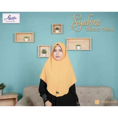 Khimar Instan Syakira Basic New by Azamka Hijab Dewasa Bubble Crepe Mustard