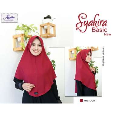 Khimar Instan Syakira Basic New by Azamka Hijab Dewasa Bubble Crepe Maroon