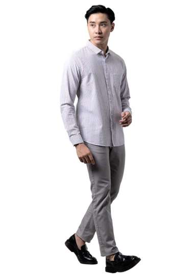 MANZONE Kemeja Lengan Panjang Pria  BZC-SMITH 04-DR - DARK GREY DARK GREY XL