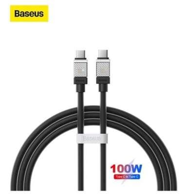 BASEUS KABEL DATA COOLPLAY TYPE C TO TYPE C 100W PD FAST CHARGING 1 Meter Hitam
