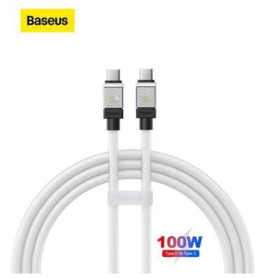 BASEUS KABEL DATA COOLPLAY TYPE C TO TYPE C 100W PD FAST CHARGING 2 Meter Putih