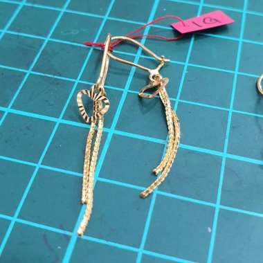 Anting Gantung hati love Kadar 700 Anting Panjang 16 karat Perhiasan