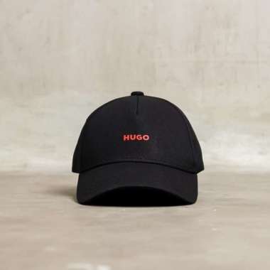 Topi HUGO BOSS SMALL TEXT CENTER BLACK CAP - OS ADJST 100% ORIGINAL