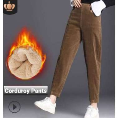 IMPORT WOMAN WINTER CORDUROY THERMAL PANTS CELANA PANJANG WANITA MUSIM DINGIN KORDUROY DENGAN BULU H