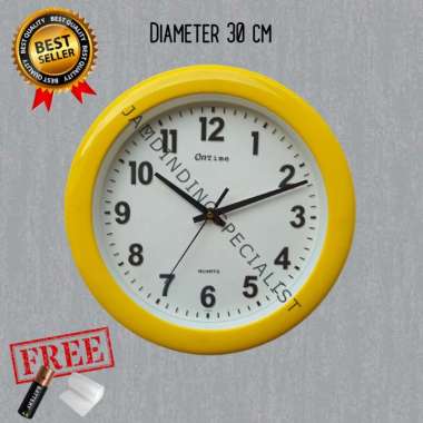 Jam Dinding Ontime 767 Diameter Besar 30cm Polos Minimalis Mesin Quartz Original KUNING