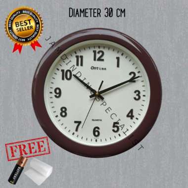 Jam Dinding Ontime 767 Diameter Besar 30cm Polos Minimalis Mesin Quartz Original COKLAT