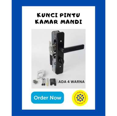 1 Set Handle Gagang Kunci Pintu Kamar Mandi Toilet Warna Hitam