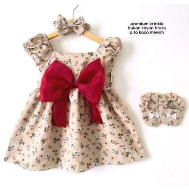 ELLIE PITA KACA CRINKLE DRESS 0-12 bulan sage green
