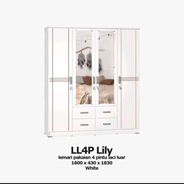 LEMARI PAKAIAN BAJU 4 PINTU LL4P LILY UKURAN 1600X430X1830MM ( BATAM )