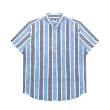 M231 Kemeja Pria Stripe Pendek Biru 3139B L