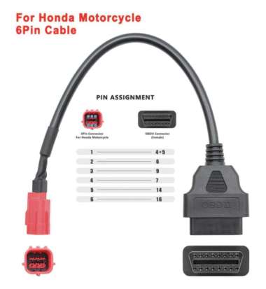 Honda Motor OBD2 Connector 6 pin dan 4 pin Adapter Extension 6 pin