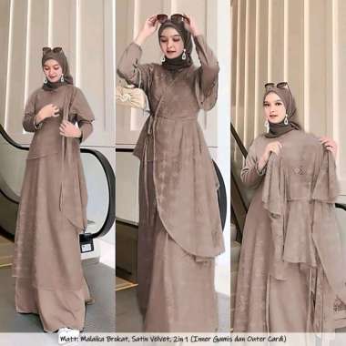 Set Balerina 2in1 Inner Dress Busui Outer Cardi gamis brukat dress muslim baju muslimah baju brukat muslim dress pesta dress kondangan