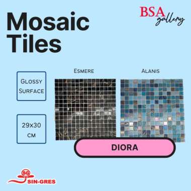 MOSAIC TILE KOLAM RENANG KAMAR MANDI / KERAMIK MOZAIK KOTAK DINDING ESMERE (HITAM)