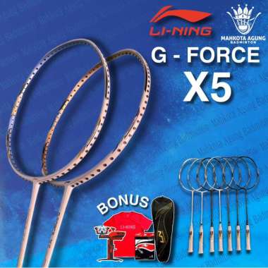 Raket BADMITON bulutangkis LiNing G-Force X-5 ORIGINAL / G FORCE X5 82 gram Grey/white