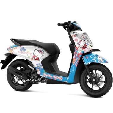 Stiker Full Body Decal Motor Honda Genio 2018 - 2023 Hello Kitty 8 Biru