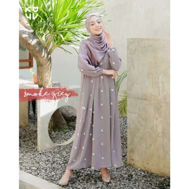 Koyu Hijab Dress Crinkle Polka Rachel SMOKE GREY