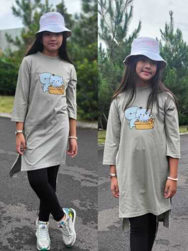 FBT Baju Anak Perempuan Kekinian ELLA MIDI DRESS KAOS KATUN COMBED 24s APK SABLON Tunik Anak Motif G