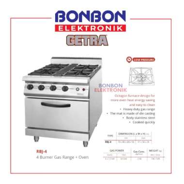 GETRA Gas Open Burner RBJ-4 / RBJ 4 / RBJ4 Low Pressure Range Oven