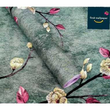 firoh wallpaper dinding ruangan biru bunga sakura