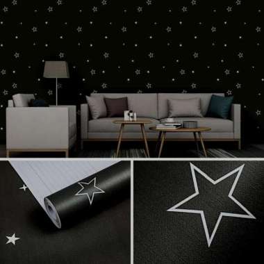 wallpaper stiker dinding hitam bintang kembar