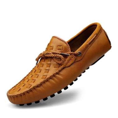 MIVASO Sepatu Pria Slip On Cowok Casual Pria Tanpa Tali Kulit Sapi Asli Pantofel Sepatu Selop Dewasa