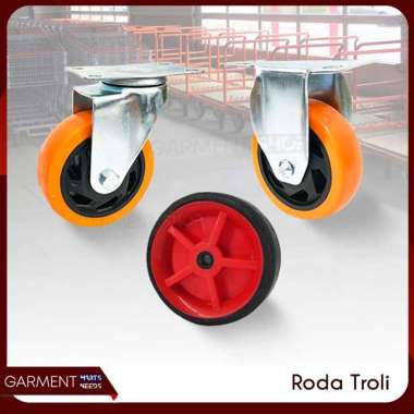 Roda Troli Barang 4 Inch Hand Truck Trolley Ban Karet Dorongan Gerobak Tebal RODA 4 INCH MATI