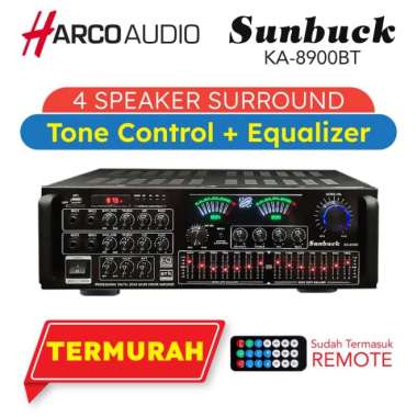 Promo Terbatas !!!!! Sunbuck Ka-8900 4 Channel 2000W Bluetooth Power Amplifier Equalizer Multicolor