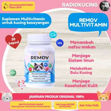 REMOV Multivitamin Isi 30 Kapsul Suplemen Multivitamin Kucing [ JUWIES RADIO KUCING ]