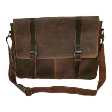 MIVASO Tas Kulit Selempang Mastodon Kulit Sapi Asli Coklat crazy horse