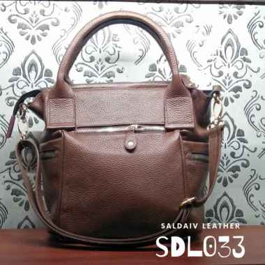 MIVASO Tas Kulit Asli Garut (Papirut) Emerson SDL033 (Dengan Tali) Abu-abu