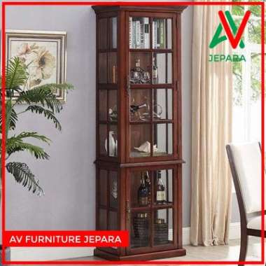 LEMARI HIAS KACA MINIMALIS JATI - LEMARI PAJANGAN JATI - LEMARI KACA