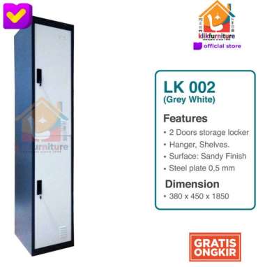 Loker Full Besi Locker Besi 2 Pintu + Gantungan Pakaian Baju LK002