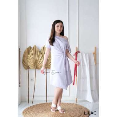 LOVE ESCAPE Dress Scuba Wanita/Terusan Scuba Wanita/One Shoulder Dress LILAC (L)