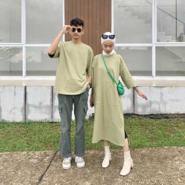 Couple Midi Dress dan Kaos Oversize Baby Terry By Zulabel Kaos Oversize Olive Green